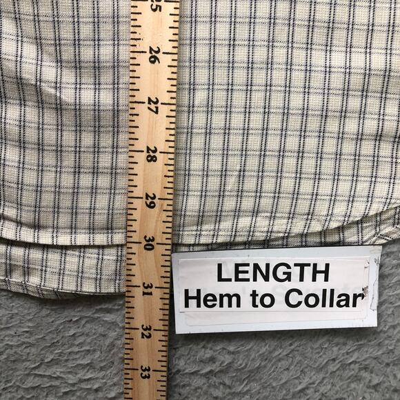 Vintage Woolrich John Rich & Bros Button Down Shirt Mens 2XL Gingham Check Tan - Picture 6 of 9